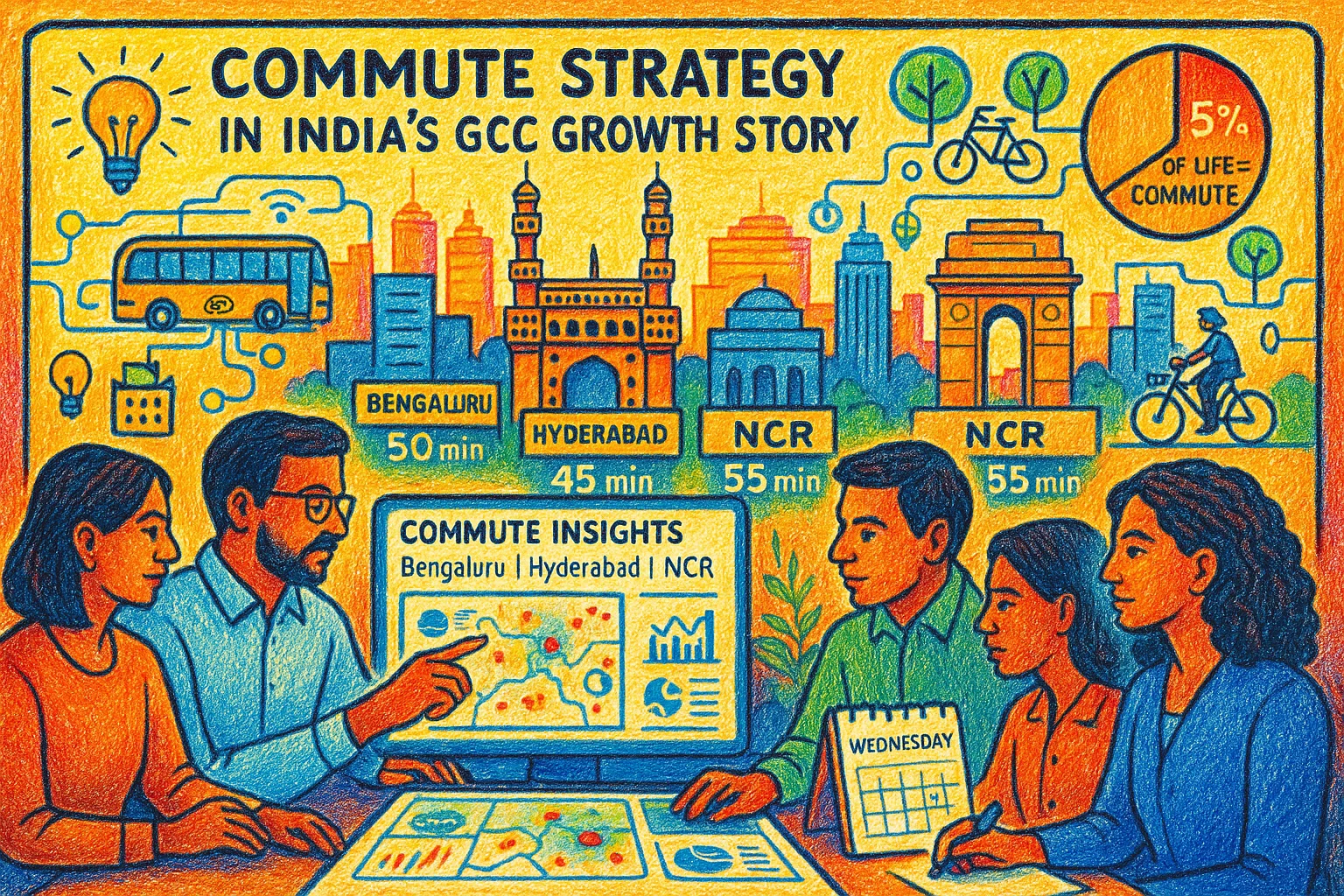 A new report by MoveInSync, an employee commute platform, has revealed that the global capability center (GCC) workforce in India's top cities spends a significant 5% of their lifetime commuting to office, highlighting the importance of efficient commute solutions for talent attraction and retention.