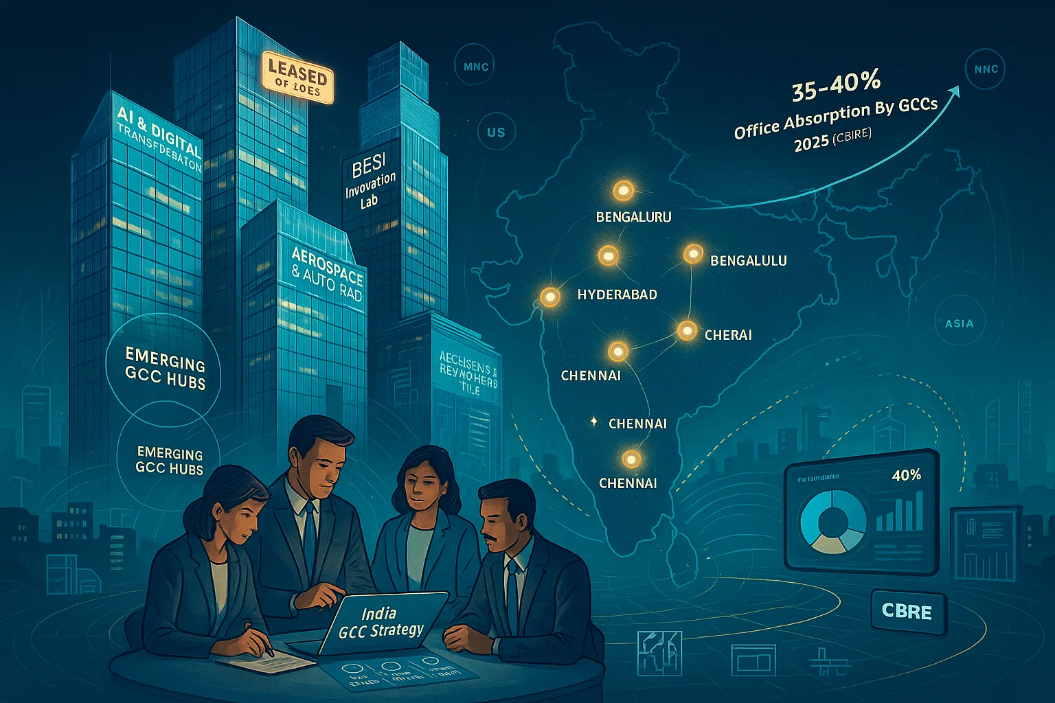 India’s top eight office markets have witnessed a 74% surge in gross leasing of office spaces in the January-March quarter, driven primarily by strong demand from foreign firms setting up Global Capability Centres (GCCs), according to Knight Frank India’s latest report.