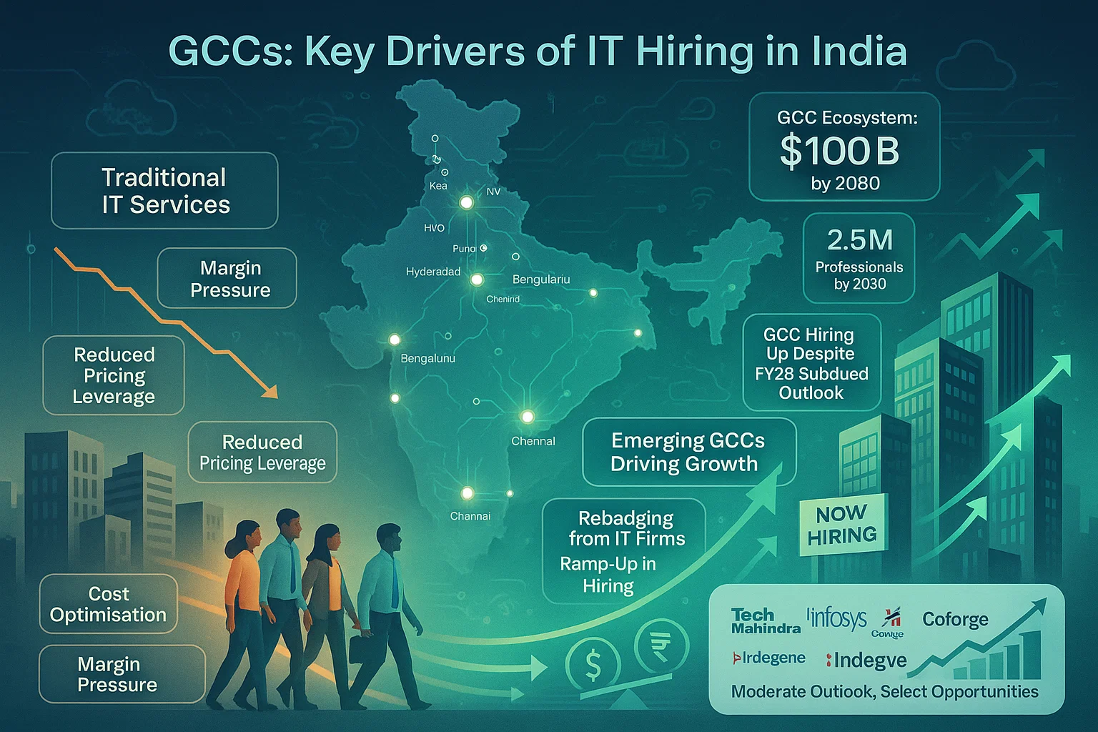 Global Capability Centres (GCCs) in India are emerging as key drivers of IT hiring, according to a recent report by Kotak Institutional Equities. Despite a subdued outlook for the IT sector in FY26 due to US tariffs and ongoing cost optimisation, GCCs are expanding in India, fuelling headcount growth by hiring talent from traditional IT-service firms.