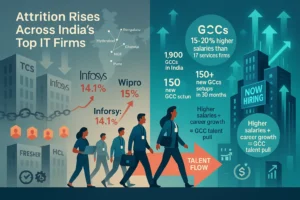 India's top four IT companies - Tata Consultancy Services, Infosys, Wipro, and HCL Technologies - are facing a moderate increase in employee attrition in FY25, attributed to the rising competition from Global Capability Centres (GCCs) in the country. 