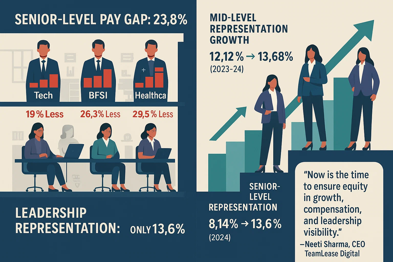 India's rapidly growing Global Capability Centres (GCCs) sector is grappling with a substantial gender pay gap, with women earning up to 16.4% less than their male counterparts, according to a recent study by TeamLease.