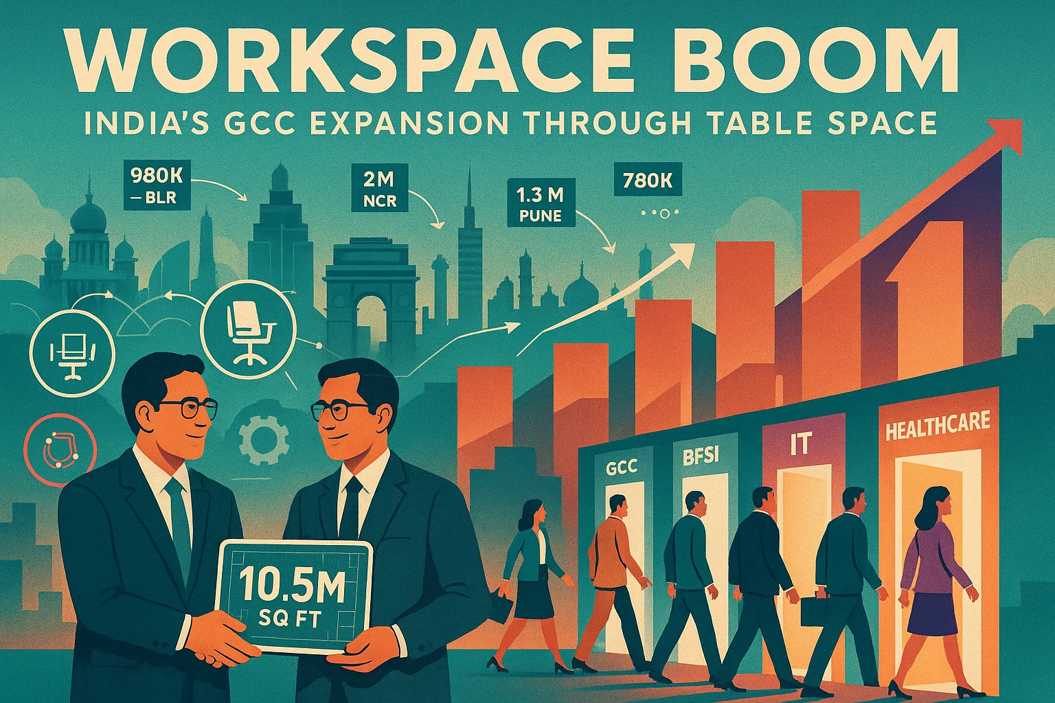Table Space, a managed workspace provider, has reported a 41% year-on-year growth in FY25, with its portfolio reaching 10.5 million sq ft, driven by demand from Global Capability Centres (GCCs) in India.